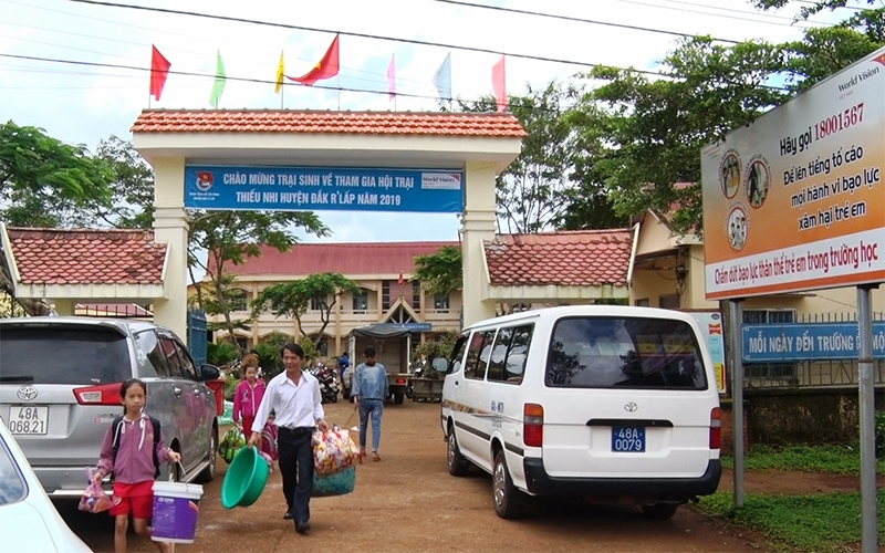 Trường THCS Trần Quang Khải, xã Kiến Thành, huyện Đác R’lấp (Đác Nông), nơi xảy ra ngộ độc thực phẩm khi tổ chức Hội trại hè cho học sinh.
