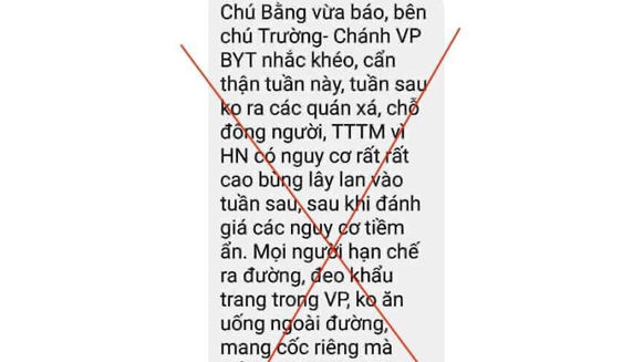 Bộ Y tế bác tin Chánh văn phòng cảnh báo Hà Nội bùng dịch Covid-19