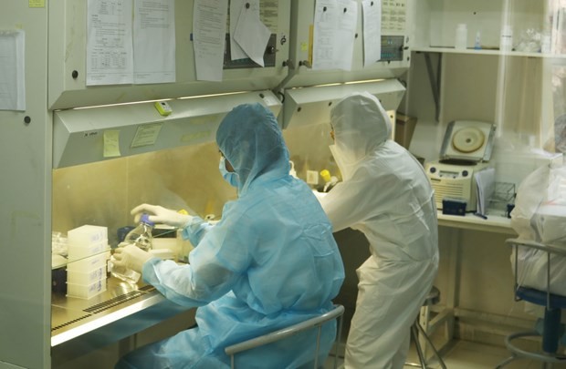 Staff members of the Ho Chi Minh City Pasteur Institute test samples to seek SARS-CoV-2, the virus that causes COVID-19