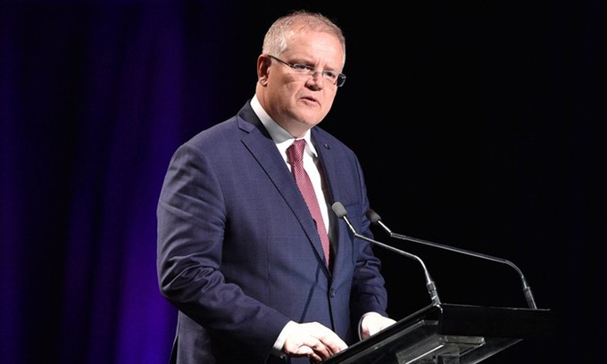 Thủ tướng Australia Scott Morrison phát biểu tại Sydney hồi tháng 2. Ảnh: AP.