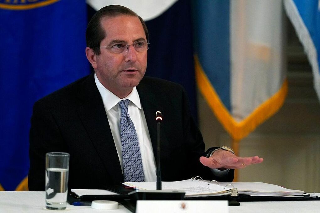 Alex Azar, Bộ trưởng Y tế và Dịch vụ Nhân sinh Mỹ, phát biểu trong cuộc họp ngày 20/5. Ảnh: AP