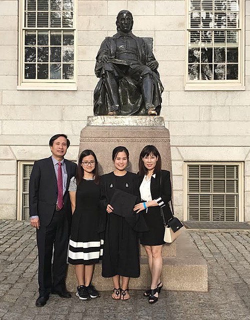 To Hien Anh (second from left) and her family at her sister's graduation in the U.S. Photo by La Thanh Ha.