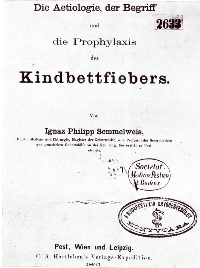 Bìa cuốn sách được viết bởi Semmelweis vào năm 1861.
