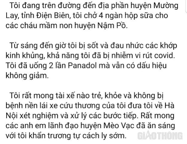 Nội dung chia sẻ nghi nhiễm Covid-19 được ông Đoàn Ngọc Hải đăng trên trang cá nhân trưa 13/5 (ảnh chụp màn hình).