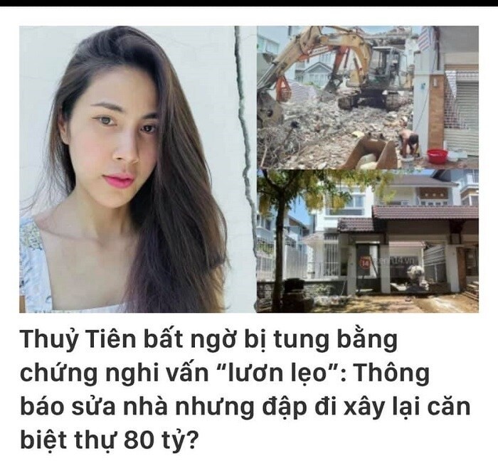 Một trang tin đặt nghi vấn Thủy Tiên xây nhà 80 tỷ đồng