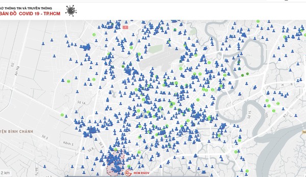 Bản đồ ca mắc Covid-19 tại TP.HCM tính đến chiều 30/6