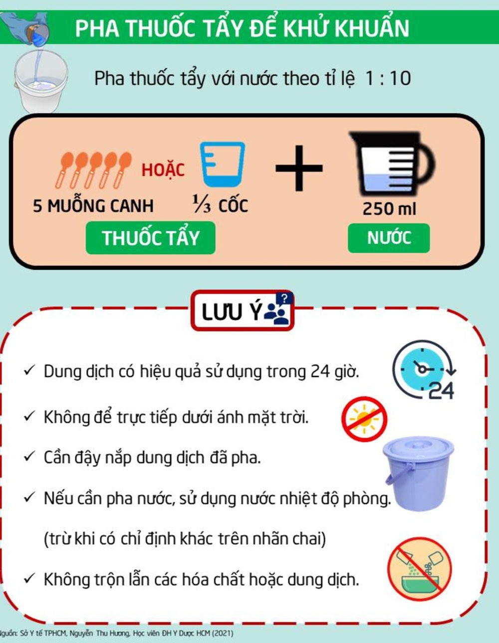 Cách pha dung dịch khử khuẩn cho nhà có bệnh nhân Covid-19