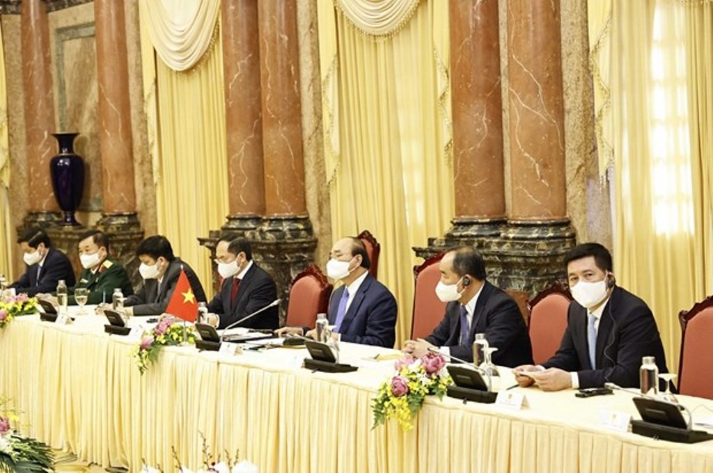 President Nguyen Xuan Phuc speaking at the reception (Photo: VNA)