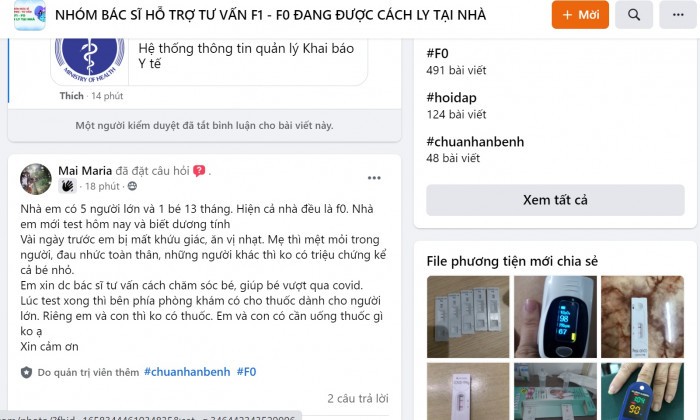 Lời cầu cứu hỗ trợ từ F0, F1 tại nhà đến với nhóm các bác sĩ online