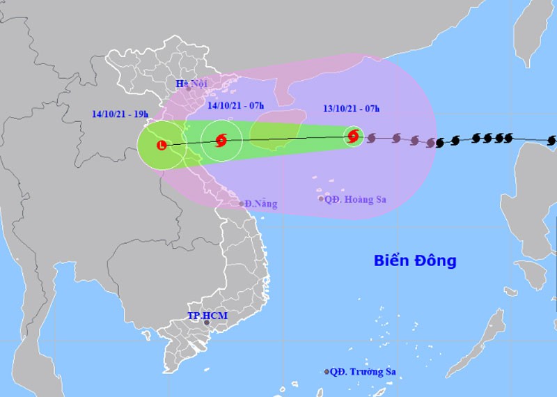 Vị trí và hướng di chuyển của bão số 8. (Nguồn: nchmf.gov.vn)