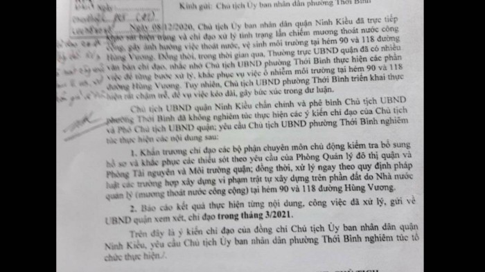 Một công văn quận chỉ đạo từ tháng 3/2021.