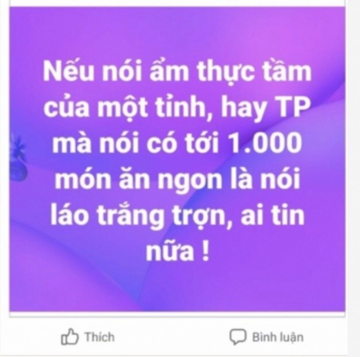 Dòng trạng thái ông Nguyễn Thanh Hoàng, Phó trưởng Phòng Văn hóa và Thông tin huyện Phong Điền đăng trên Facebook, sau đó đã gỡ bỏ.