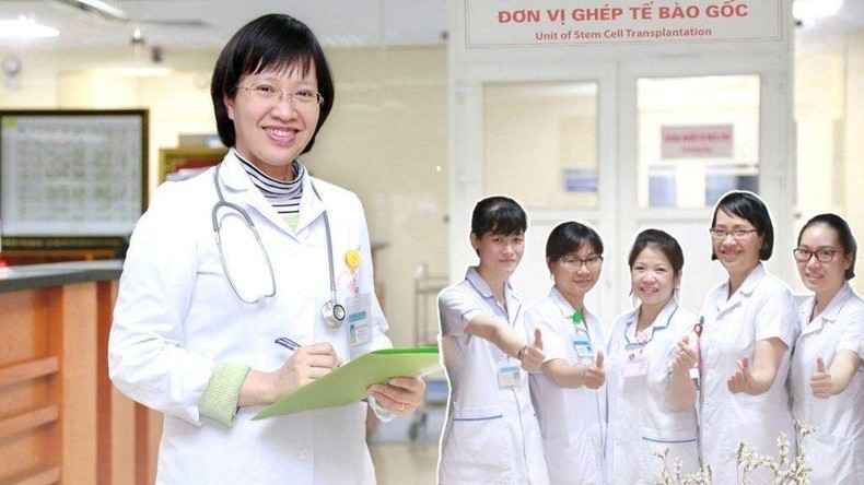Bác sĩ Võ Thị Thanh Bình, Trưởng khoa Ghép tế bào gốc và các cán bộ y tế của khoa.