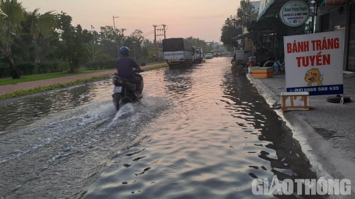 Nhiều tuyến đường trong khu dân cư Thới Nhựt 2 bị ngập.