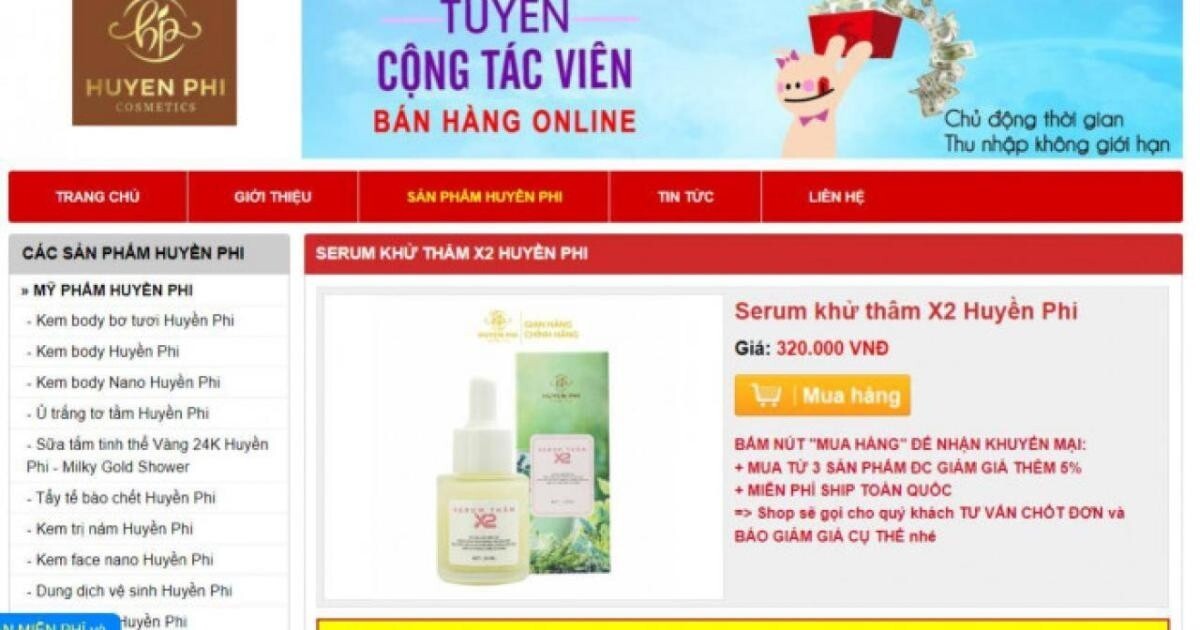 Serum khử thâm X2 Huyền Phi bị đình chỉ, thu hồi vì có chứa chất cấm