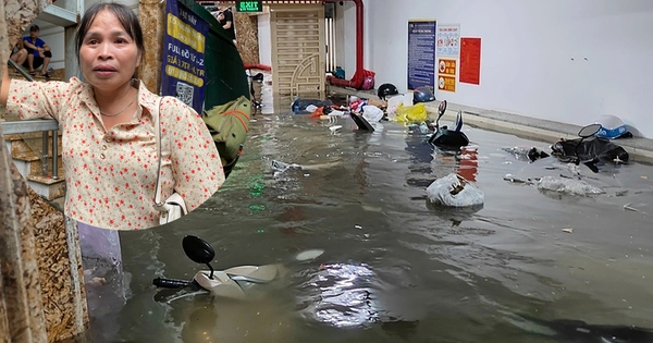 Khoảng 60 xe máy chìm nghỉm trong hầm chung cư mini ở Hà Nội sau mưa lớn
