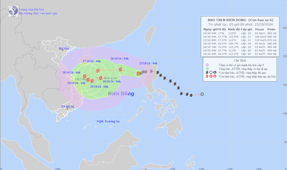 Bão số 6 Trami giật cấp 12 chuyển hướng
