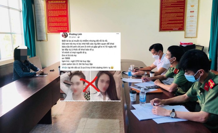 Hình ảnh một cô gái khác được đưa vào thông tin nữ nhân viên làm tóc thành ca nhiễm Covid-19 đầu tiên tại thành phố Vinh.