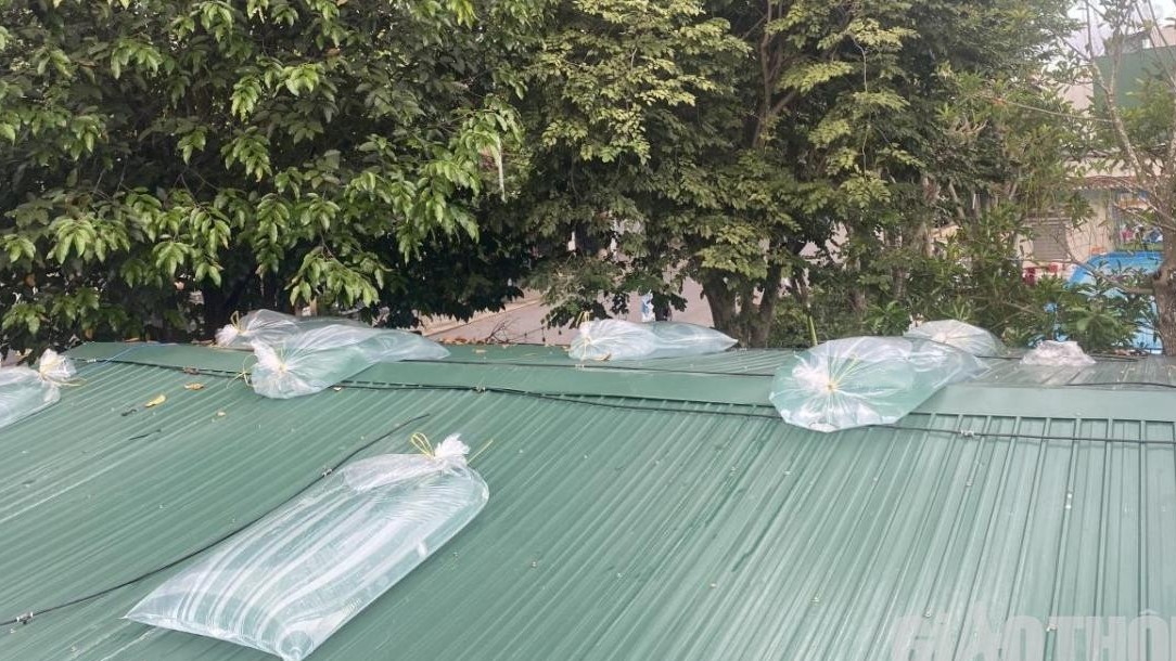 Người dân miền Trung hối hả bơm nước gia cố mái nhà, chống siêu bão