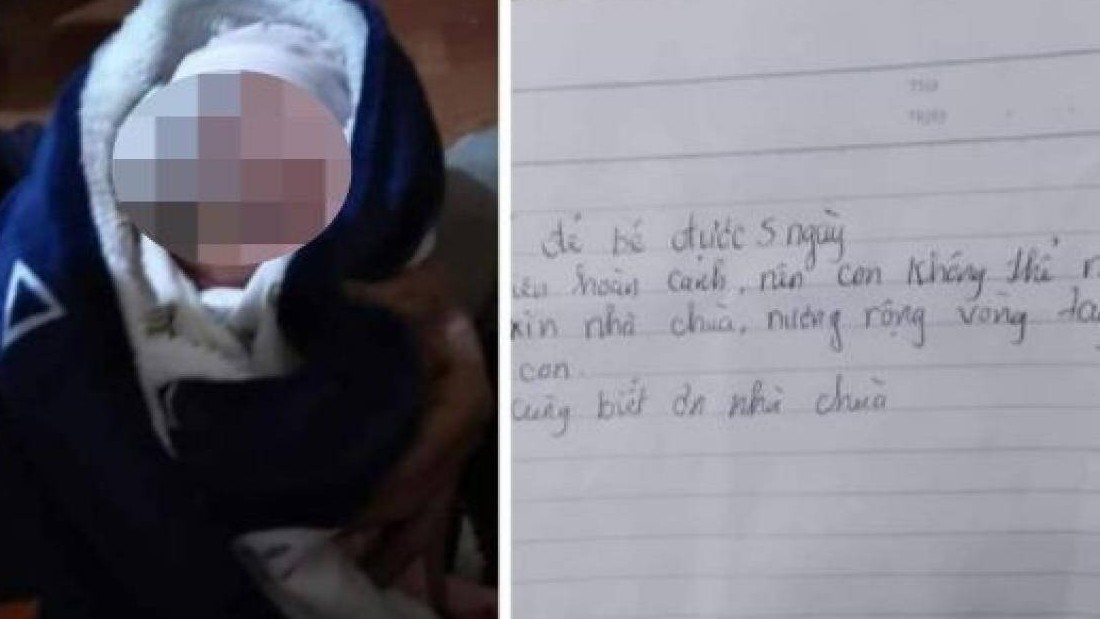 Xót xa bé gái 5 ngày tuổi bị bỏ rơi trước cổng chùa cùng lá thư nương nhờ