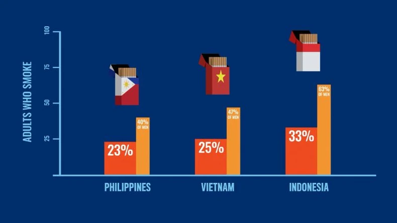 Biểu đồ tỷ lệ người hút thuốc lá.