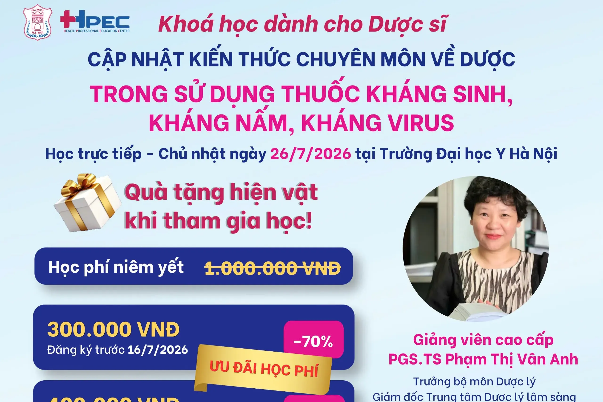 Đăng ký chương trình CPE dành cho dược sĩ: Cập nhật kiến thức chuyên môn về dược tại Trường Đại học Y Hà Nội