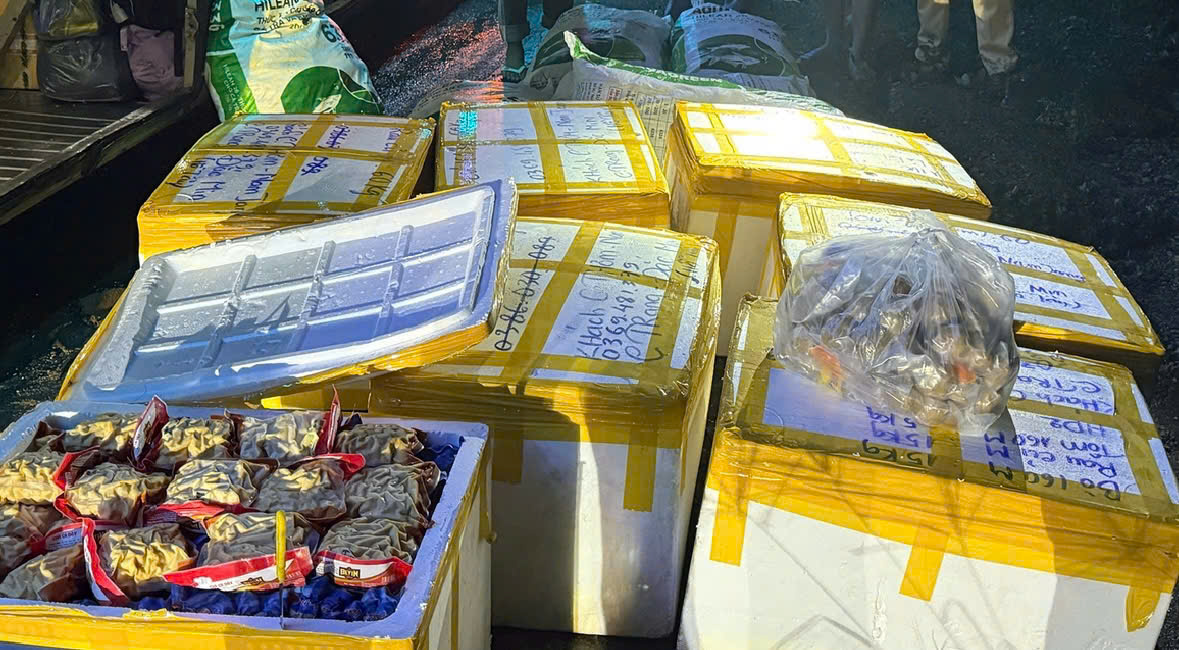 Hơn 800kg cá viên, bò viên và tôm viên bị tạm giữ để xác minh nguồn gốc. (Ảnh: A.B) Hơn 800kg cá viên, bò viên và tôm viên bị tạm giữ để xác minh nguồn gốc. (Ảnh: A.B)