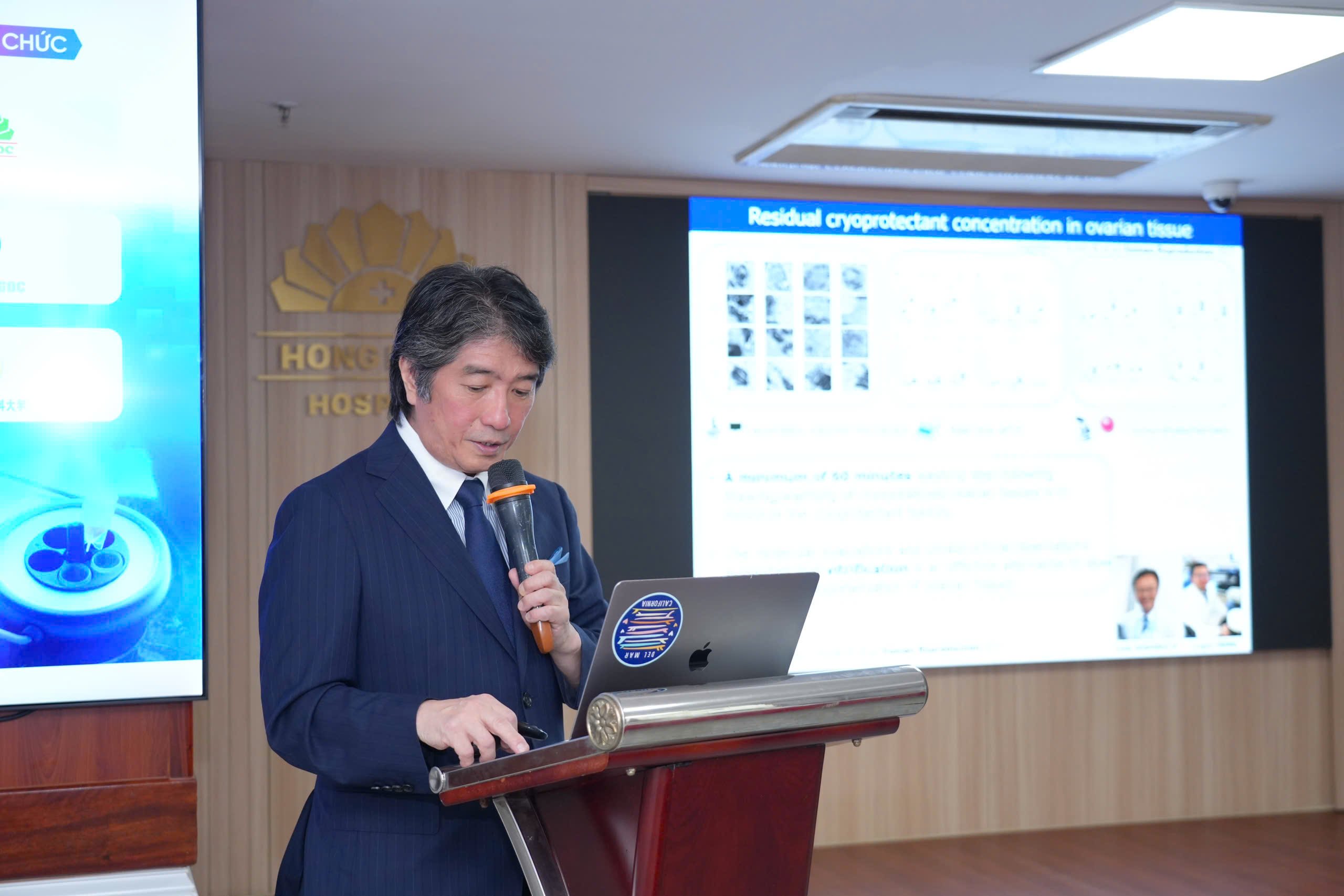 Gi&aacute;o sư Nao Suzuki mang đến b&aacute;o c&aacute;o chuy&ecirc;n s&acirc;u về phương ph&aacute;p trữ đ&ocirc;ng m&ocirc; buồng trứng (ảnh: BVHN)