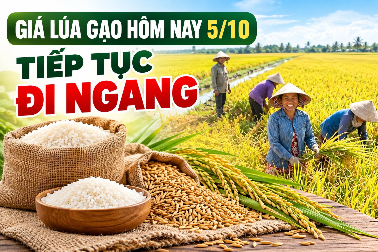 Gi&aacute; l&uacute;a gạo h&ocirc;m nay 5/10: Tiếp tục đi ngang
